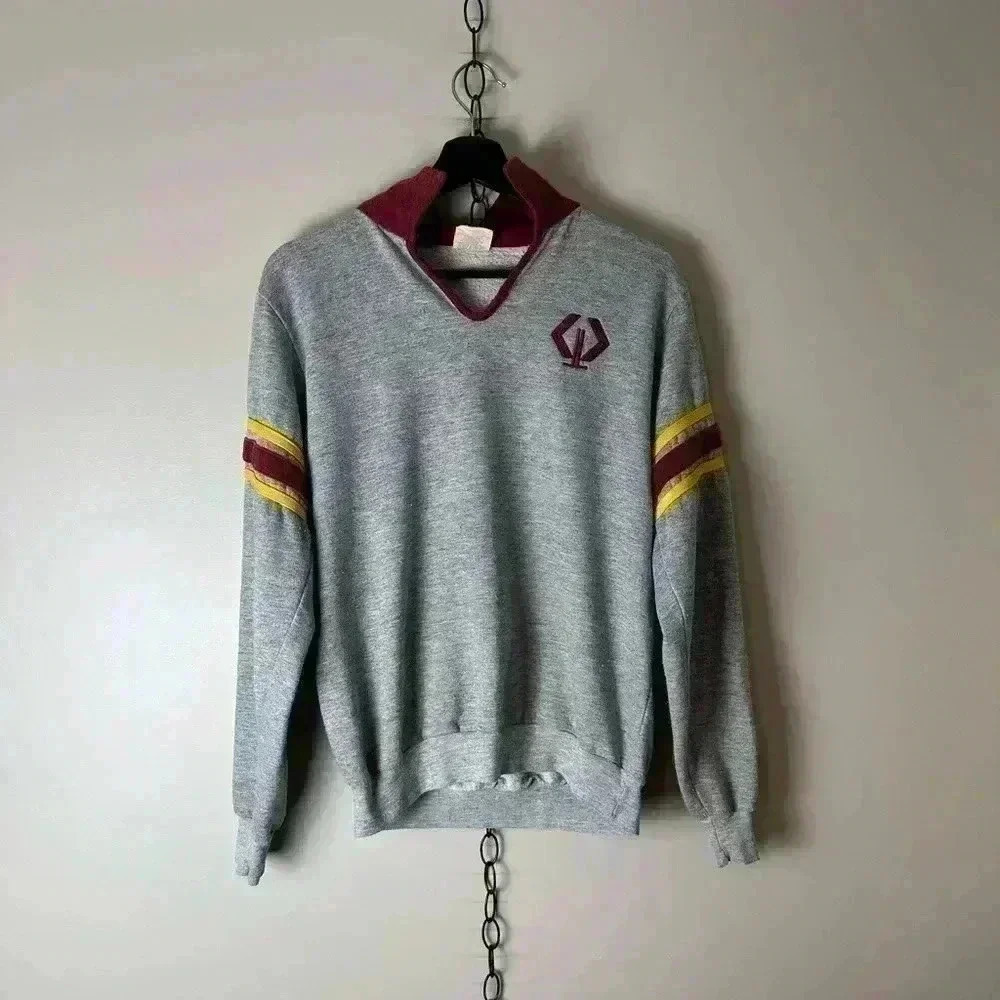 Vintage 1980s Alpha Collared Logo Crewneck  Large